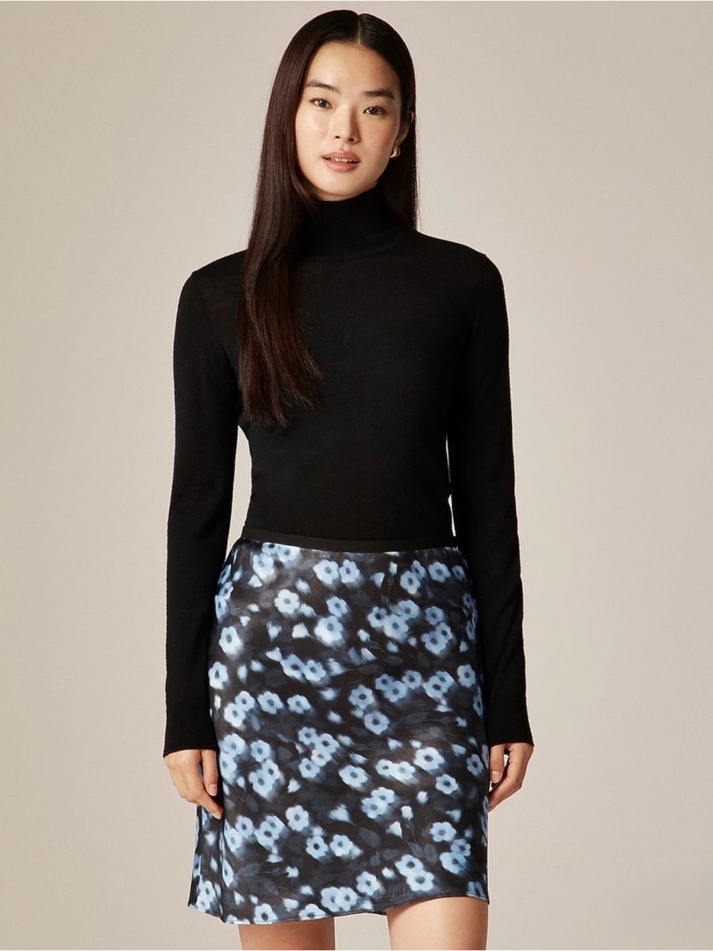 J. Crew Carolyn turtleneck sweater in merino wool Black size Large